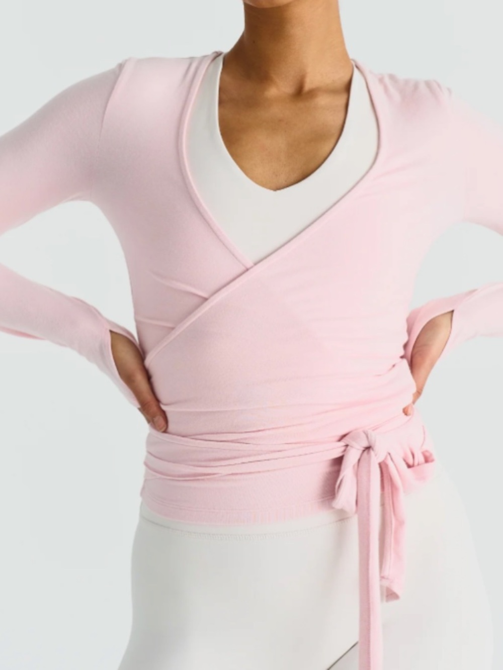 Sisterly Tribe Soft Ballet Wrap Top - Color Ballet Slipper. Size M